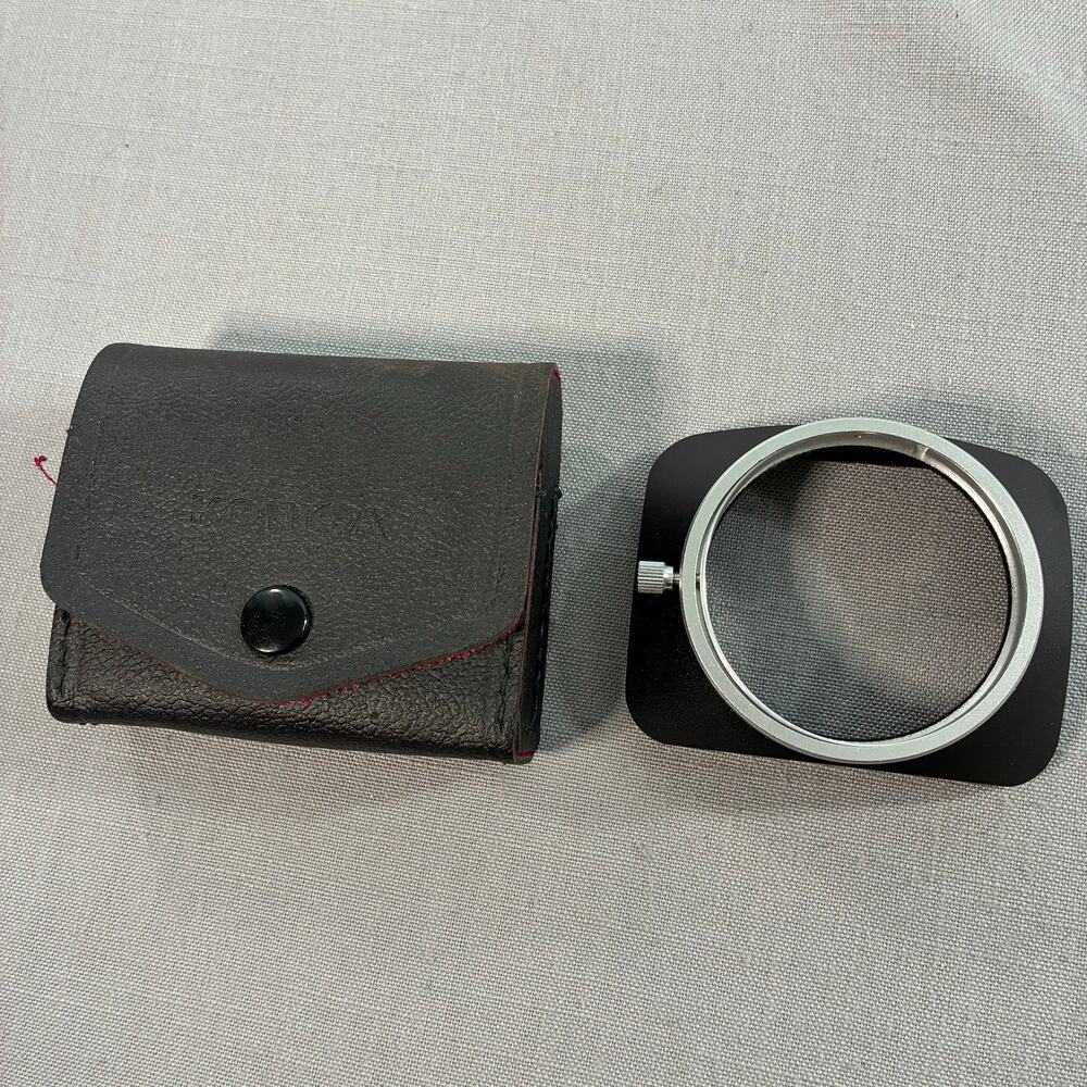 Vintage Konica 24mm 28mm Metal Lens Hood Shade Original Leather Case Japan